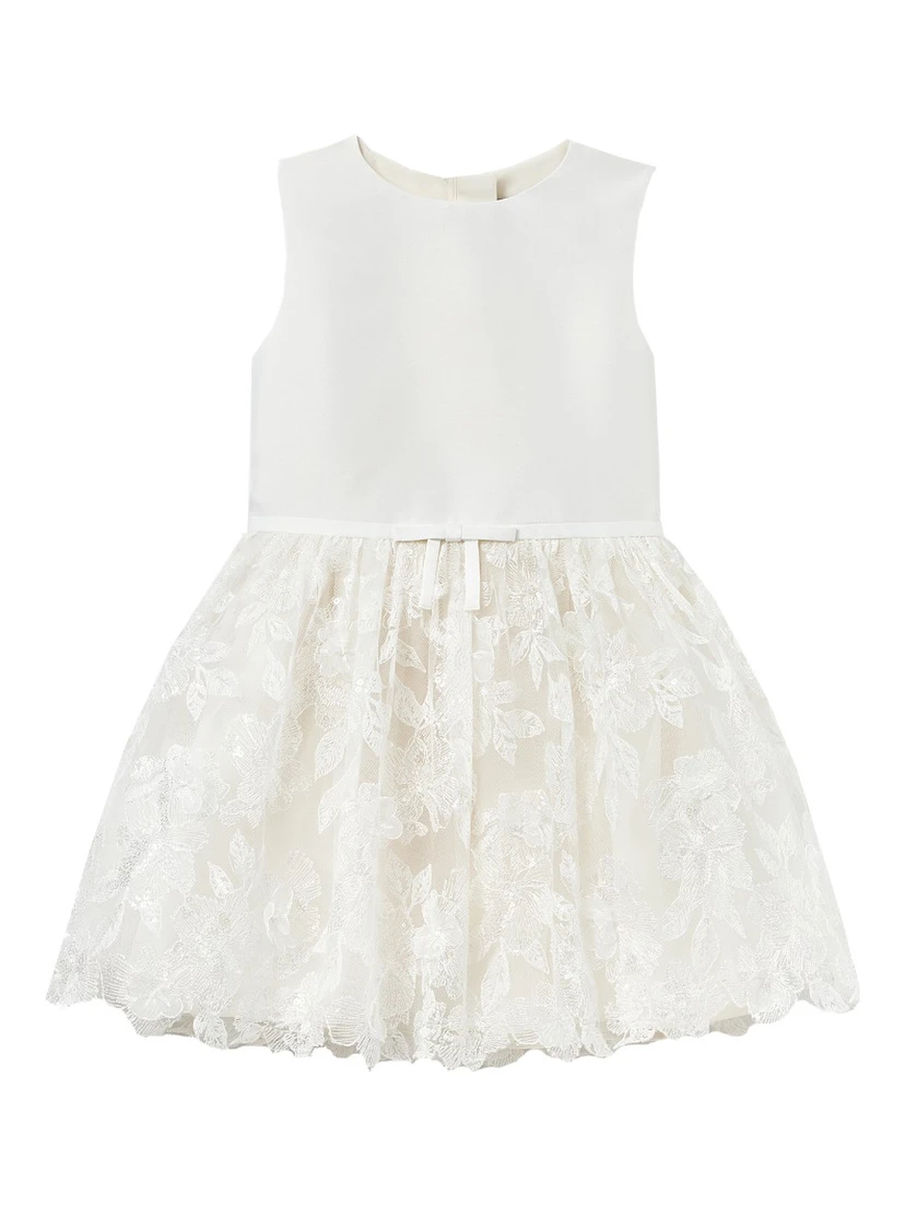 cream satin tulle flower dress