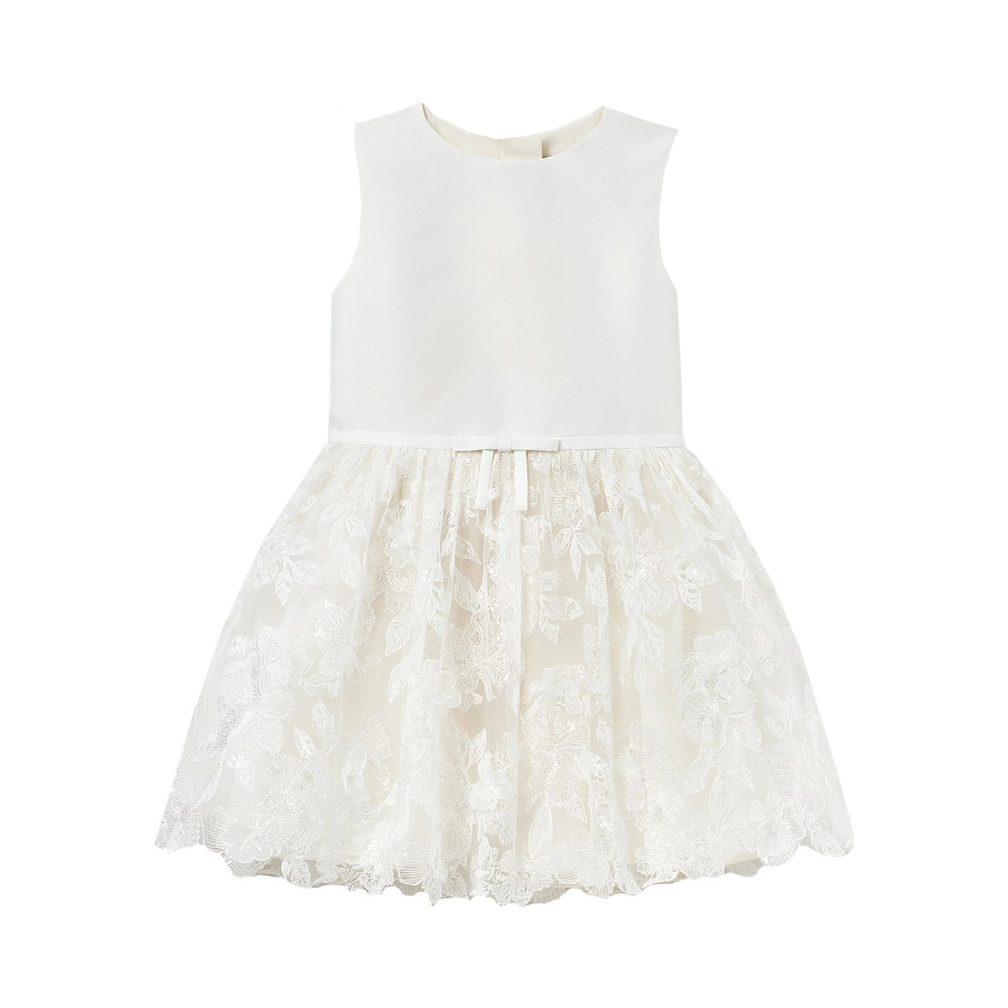 cream satin tulle flower dress