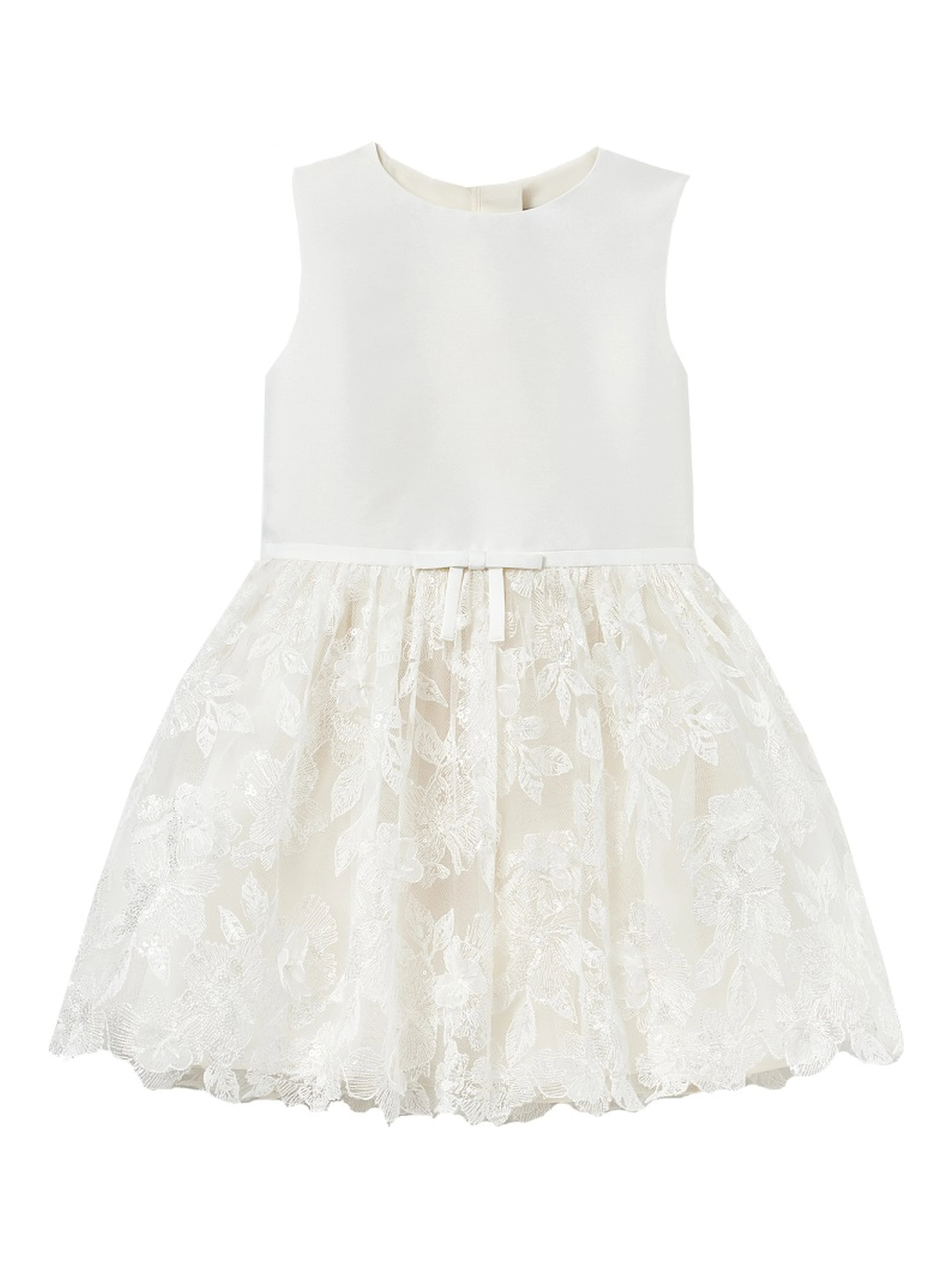 cream satin tulle flower dress