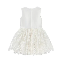 cream satin tulle flower dress