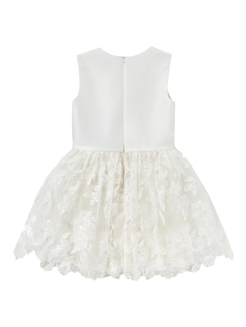 cream satin tulle flower dress