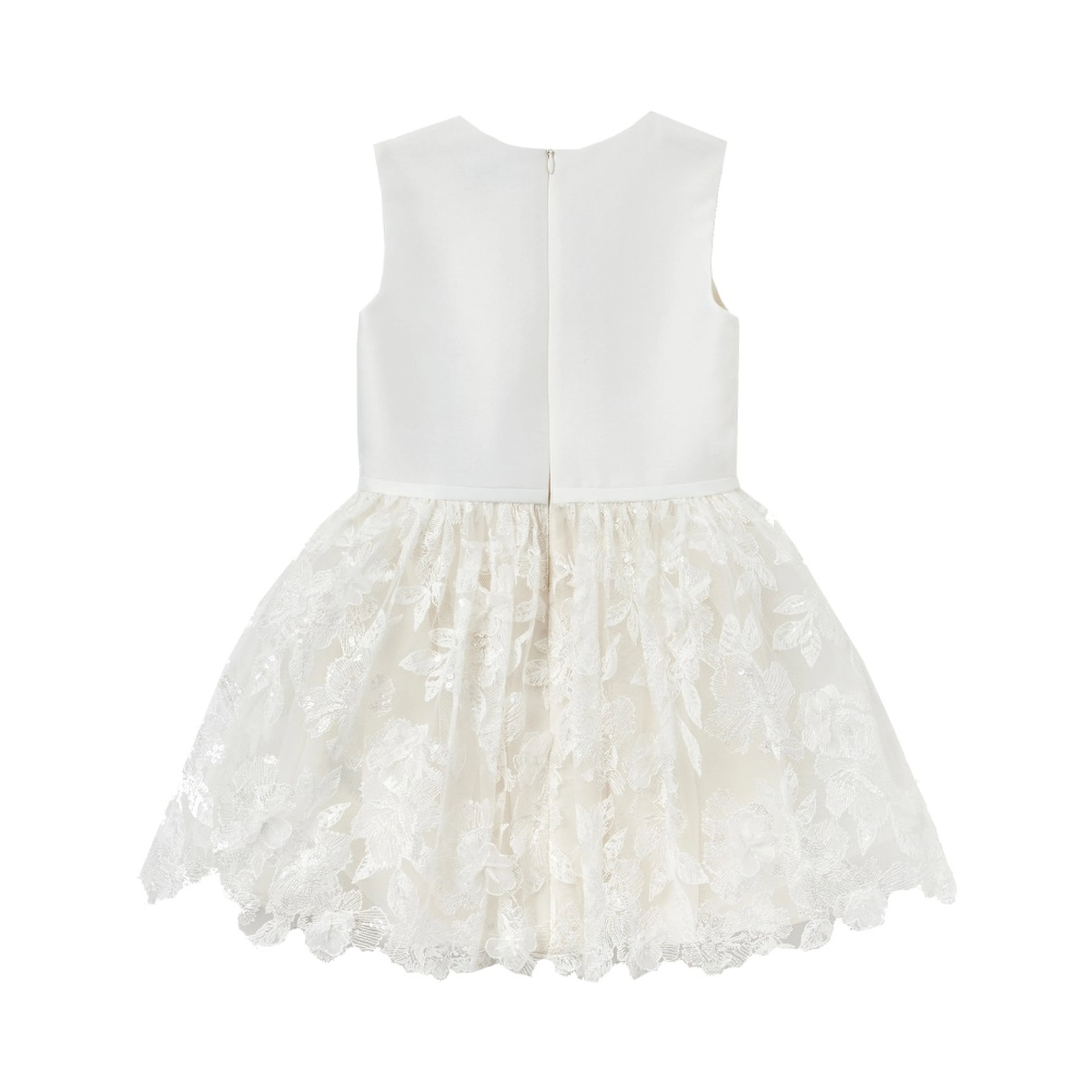 cream satin tulle flower dress