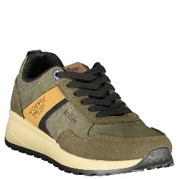 Green Polyester Athletic Sneakers