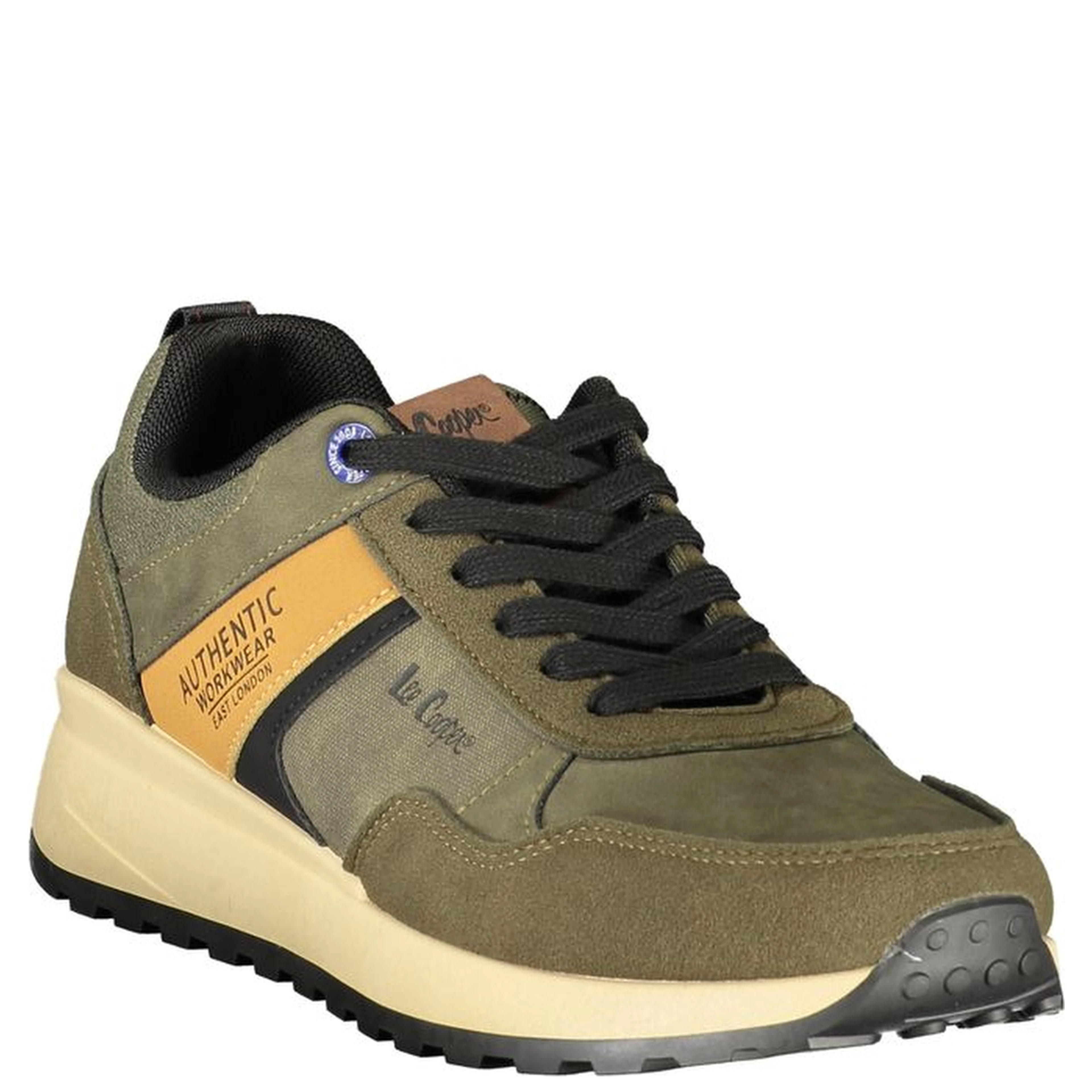 Green Polyester Athletic Sneakers