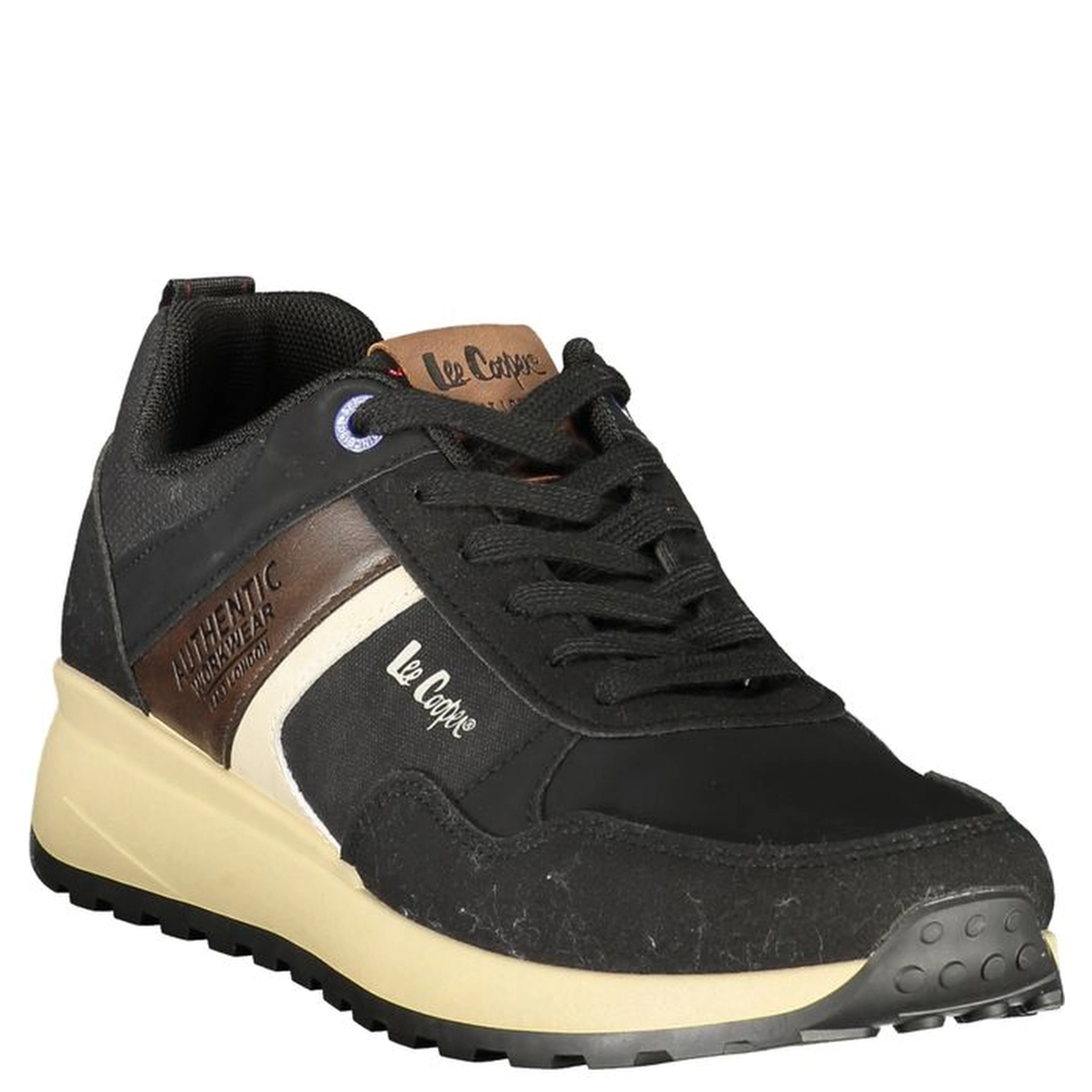 Black Polyester Athletic Sneakers