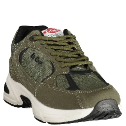 Green Polyester Athletic Sneakers