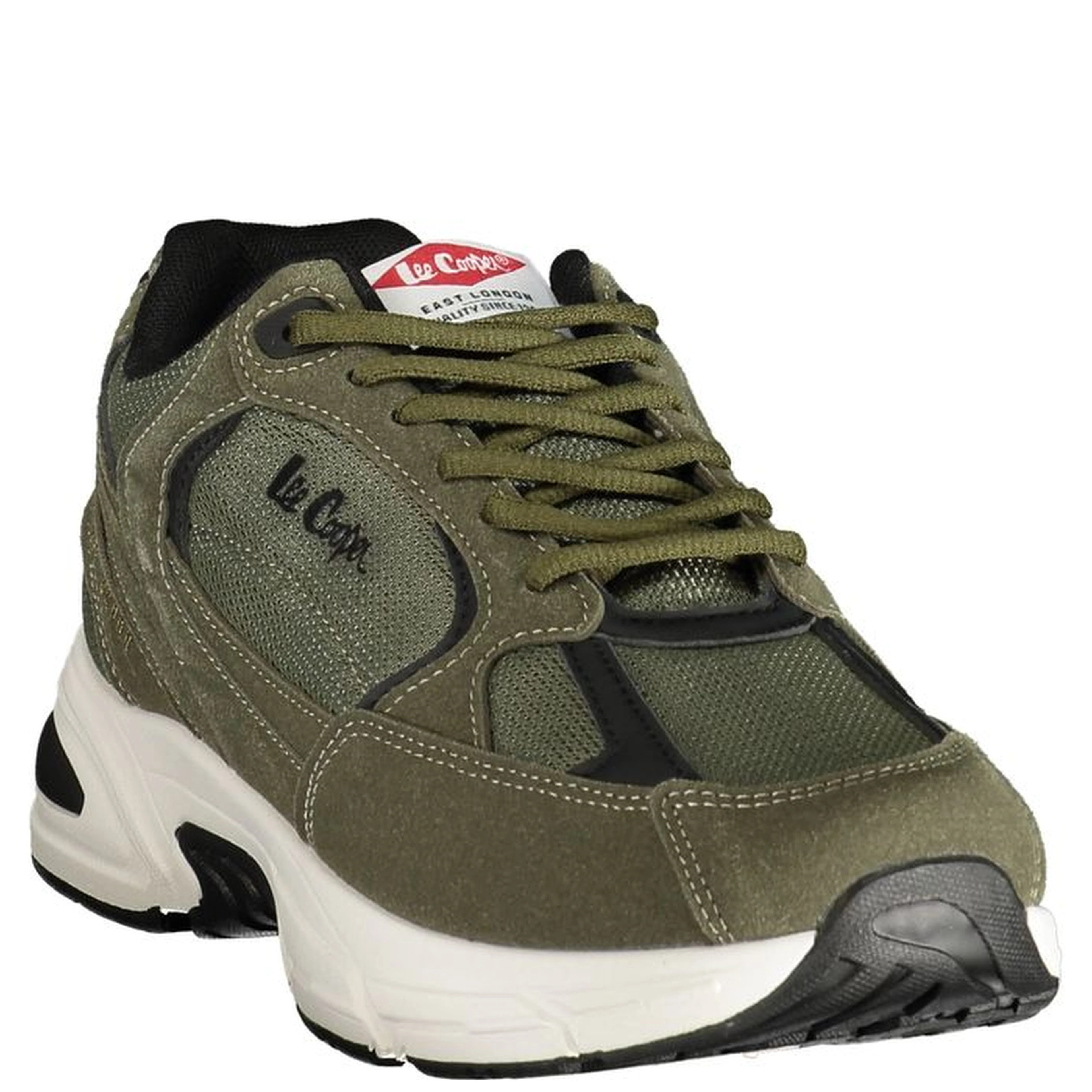 Green Polyester Athletic Sneakers