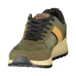 Green Polyester Athletic Sneakers
