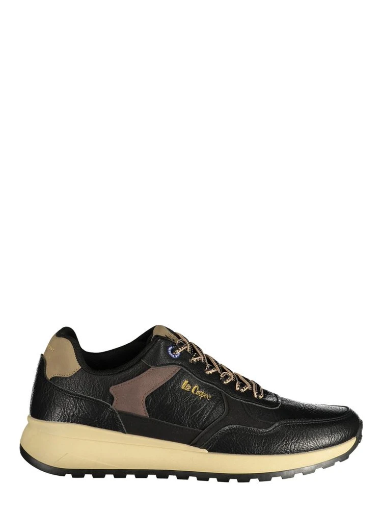 Black Polyester Athletic Sneakers