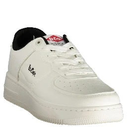 White Polyester Athletic Sneakers