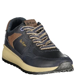 Blue Polyester Athletic Sneakers