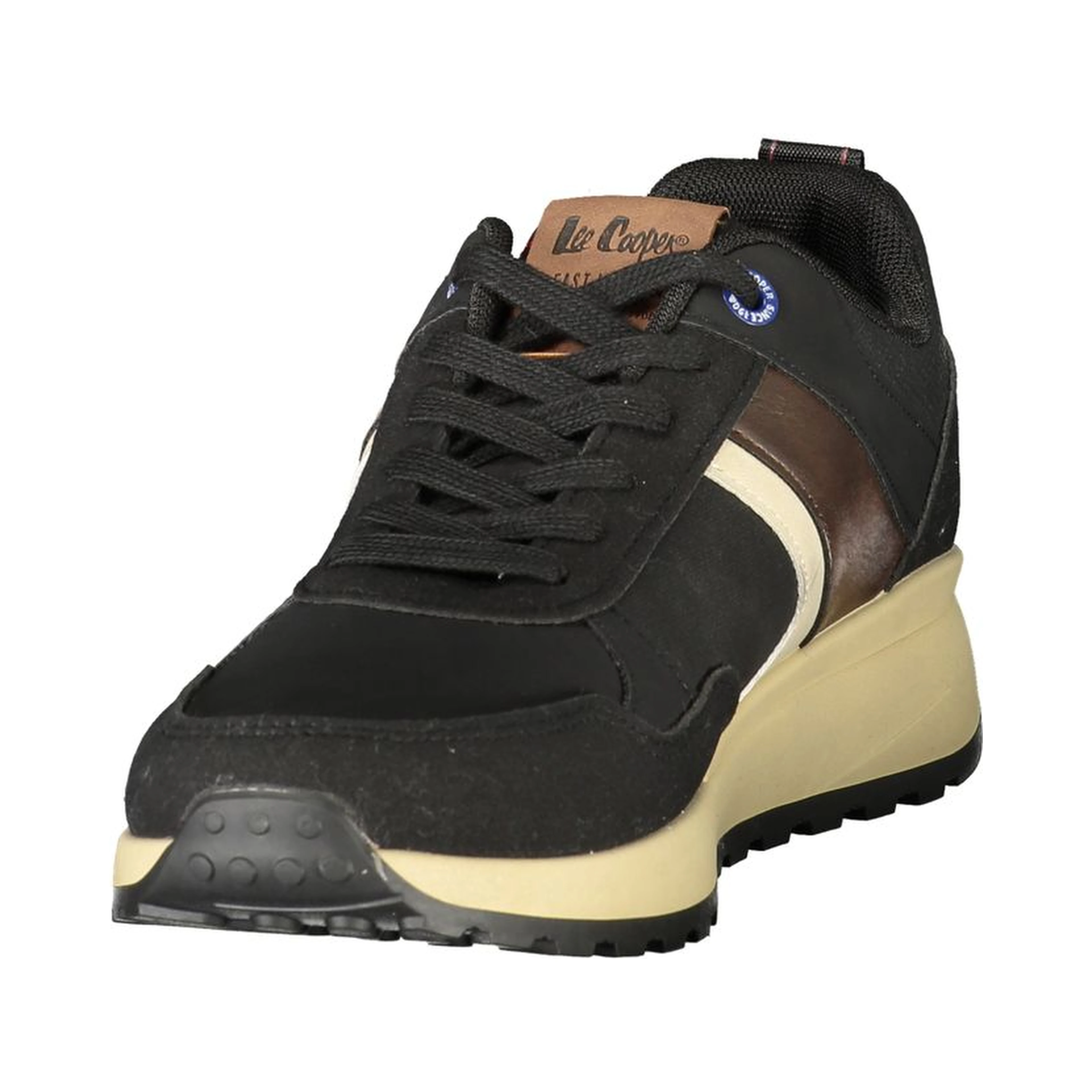 Black Polyester Athletic Sneakers