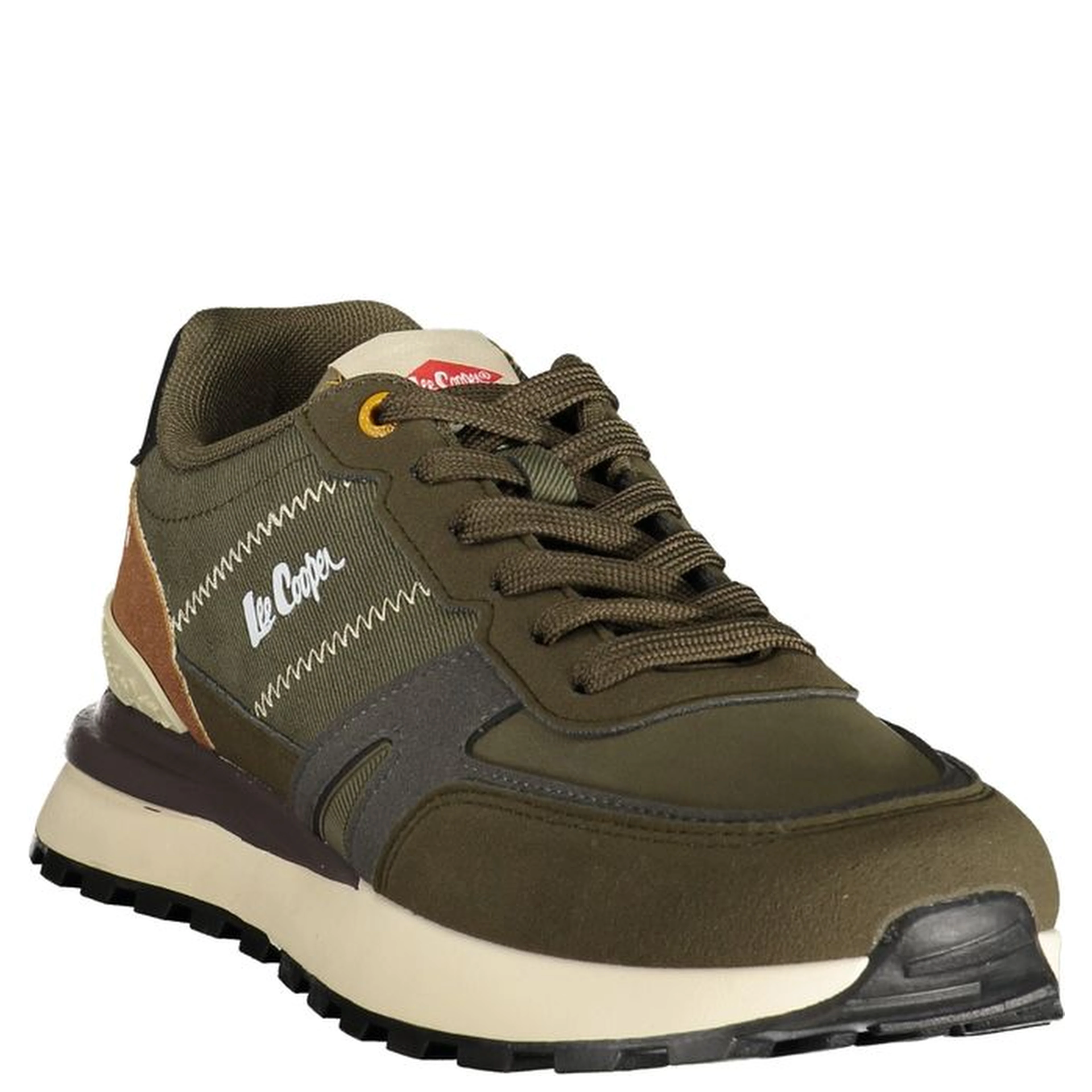 Green Polyester Athletic Sneakers
