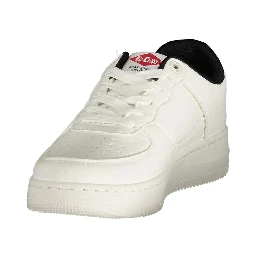 White Polyester Athletic Sneakers