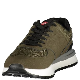 Green Polyester Athletic Sneakers