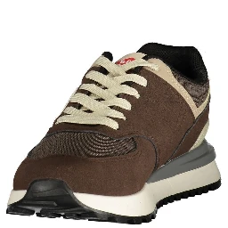 Brown Polyester Athletic Sneakers