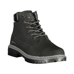Black Polyurethane Uomo Stivaletti