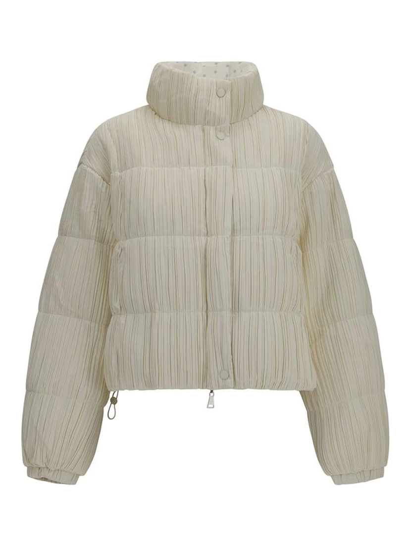 Beige Polyester Full-Length Jacket