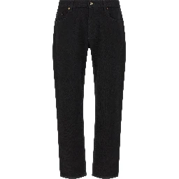 Black Cotton Straight-Leg Jeans