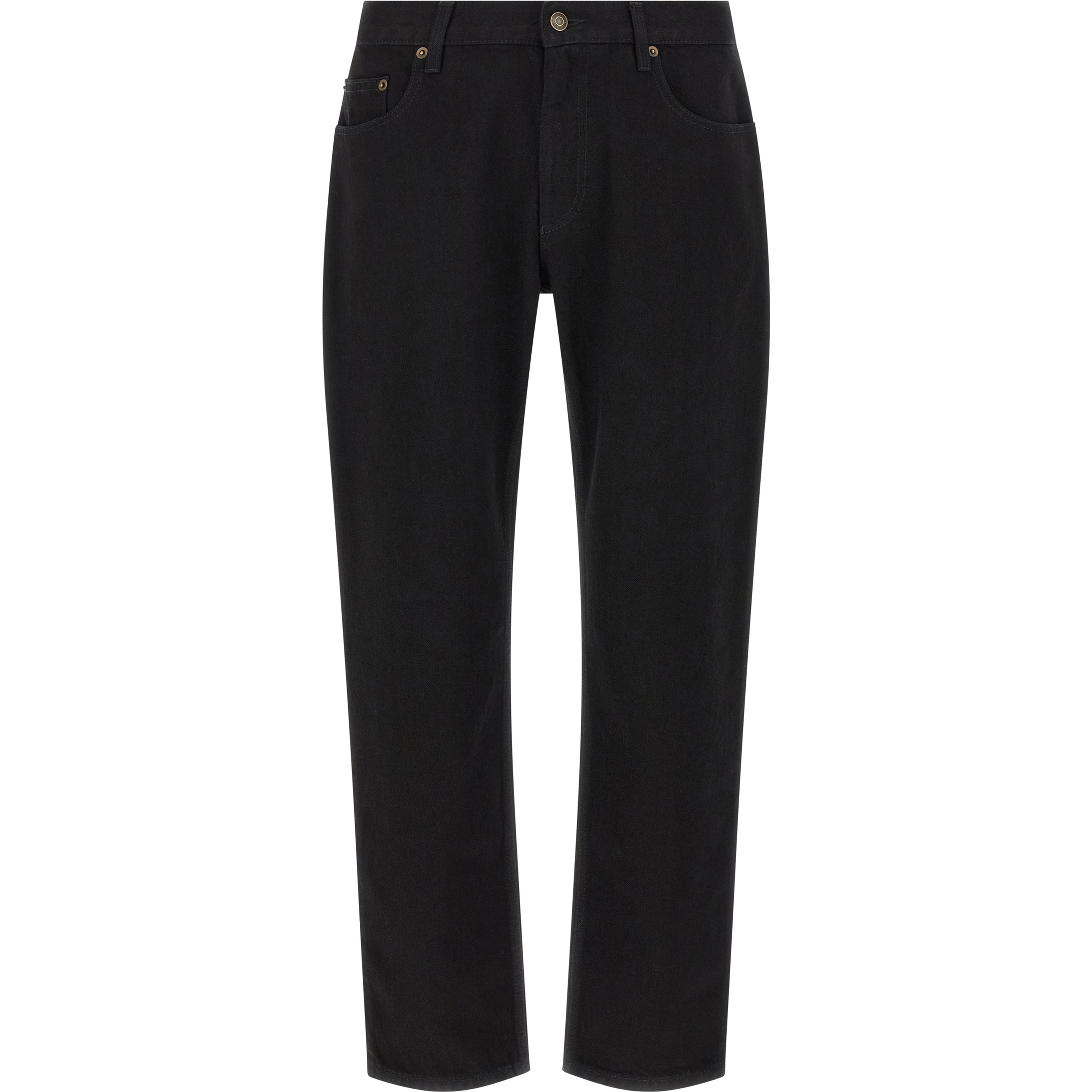 Black Cotton Straight-Leg Jeans