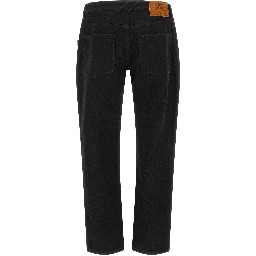 Black Cotton Straight-Leg Jeans