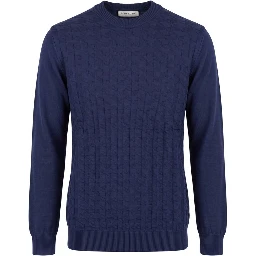 Blue Wool Men Sweater