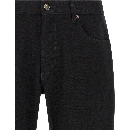 Black Cotton Straight-Leg Jeans