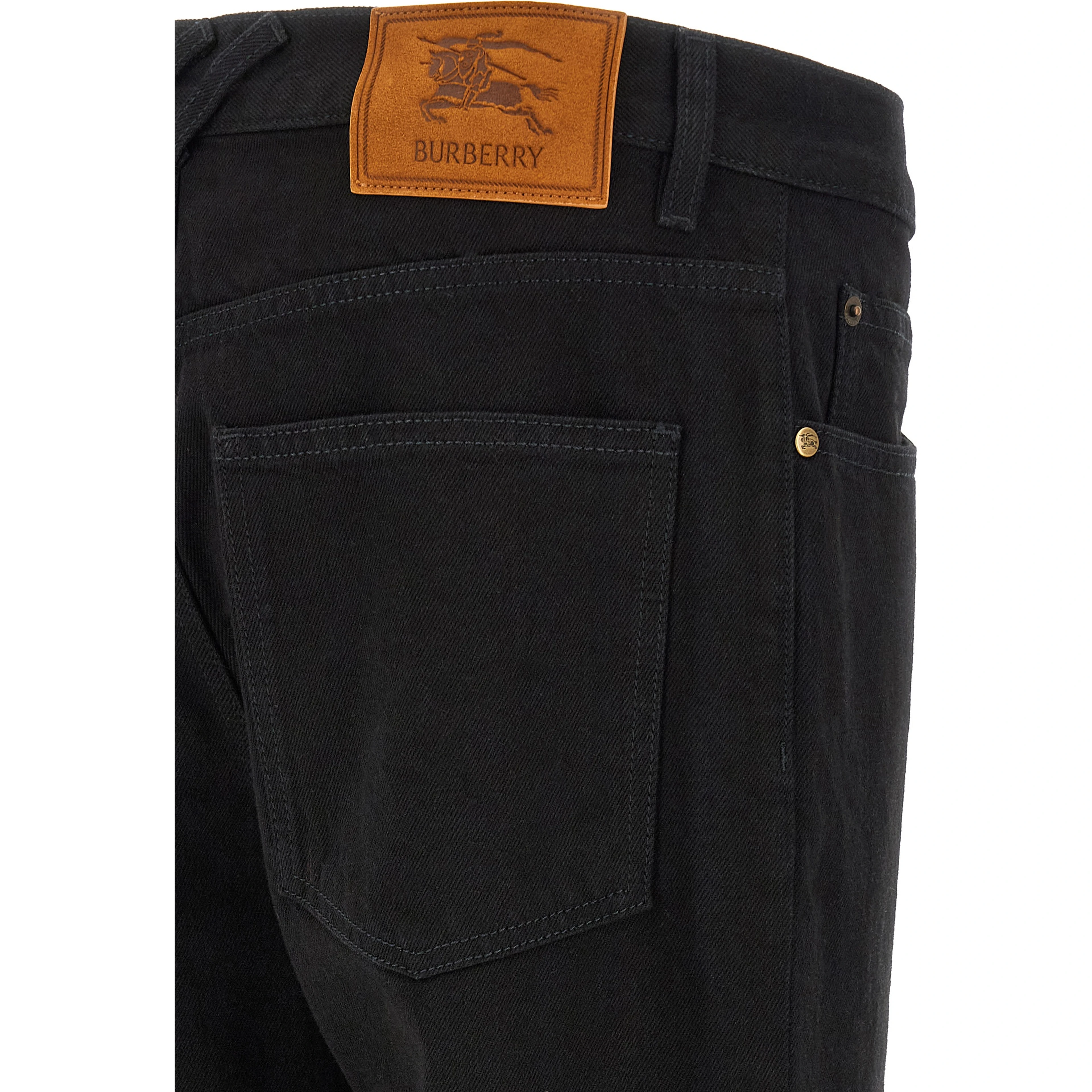 Black Cotton Straight-Leg Jeans