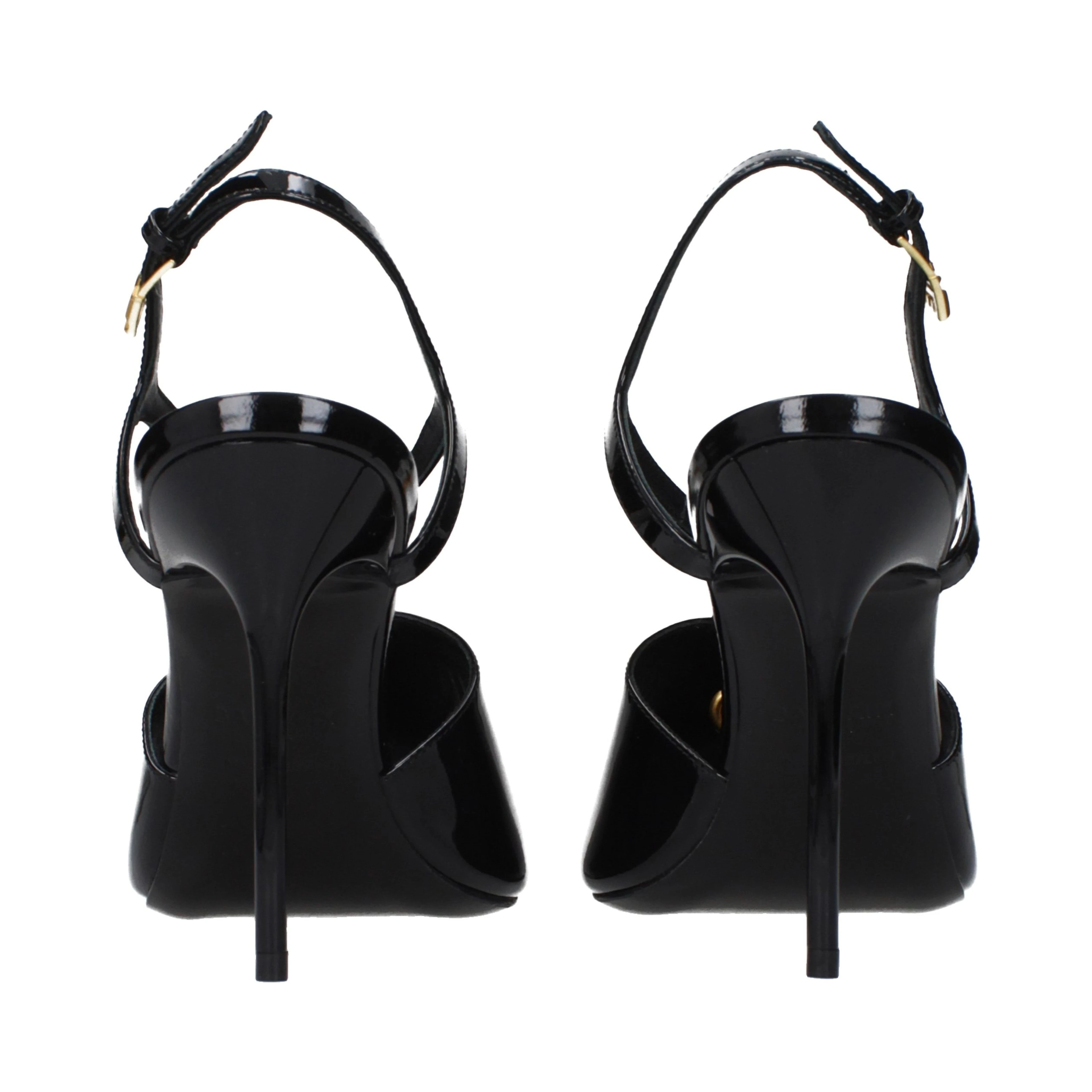 Black Leather Stiletto Heel Sandals