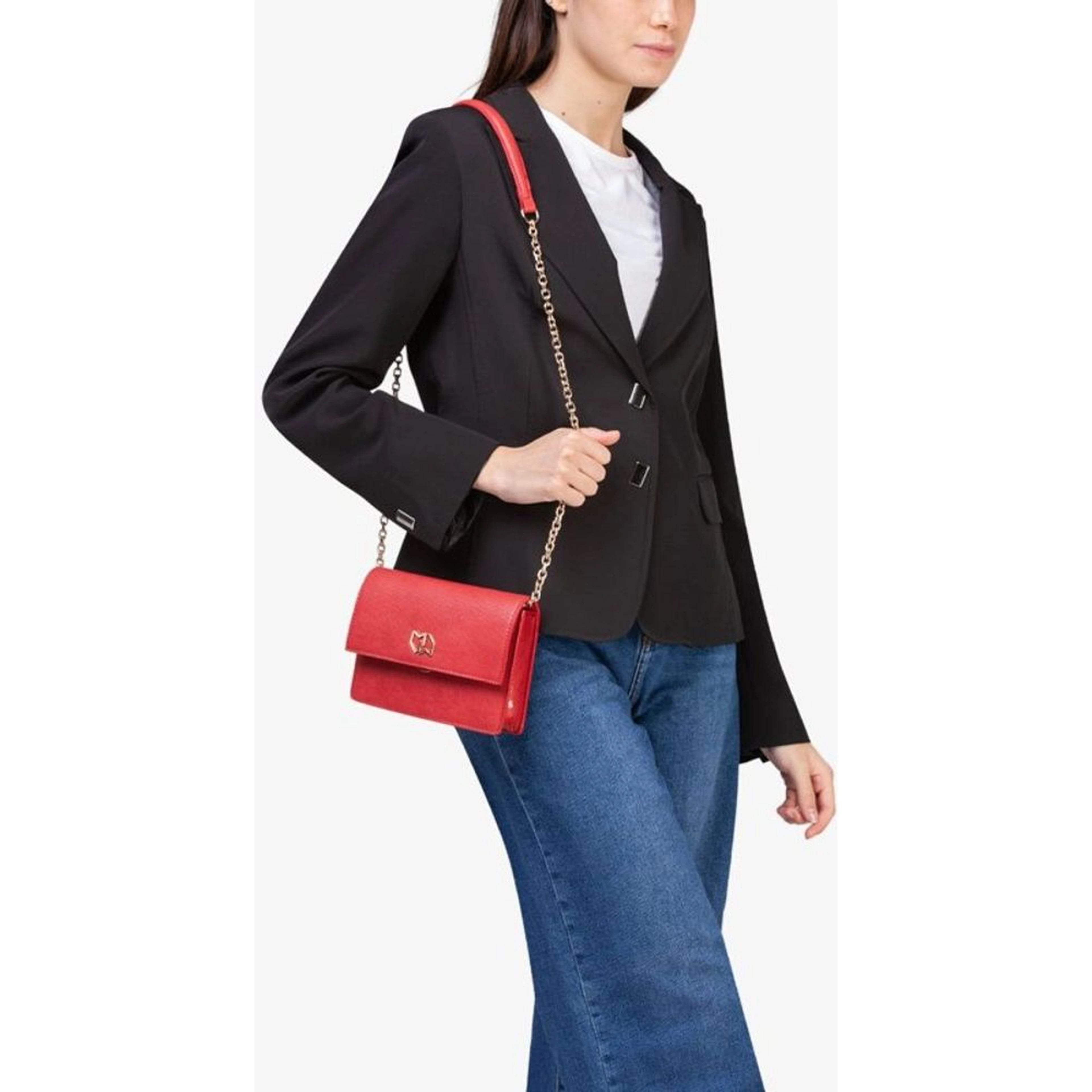 Red Polyethylene Crossbody Bag