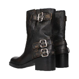 Black Leather Ankle Boots
