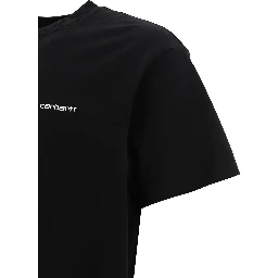 "Script Embroidery" Crew-Neck T-Shirt