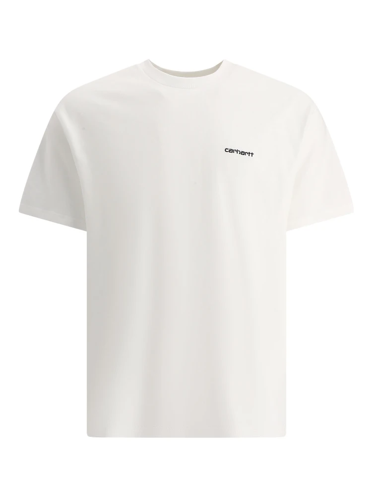 "Script Embroidery" Crew-Neck T-Shirt