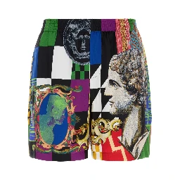 SHORTS SILK TWILL PRINT MEDUSA COLLAGE