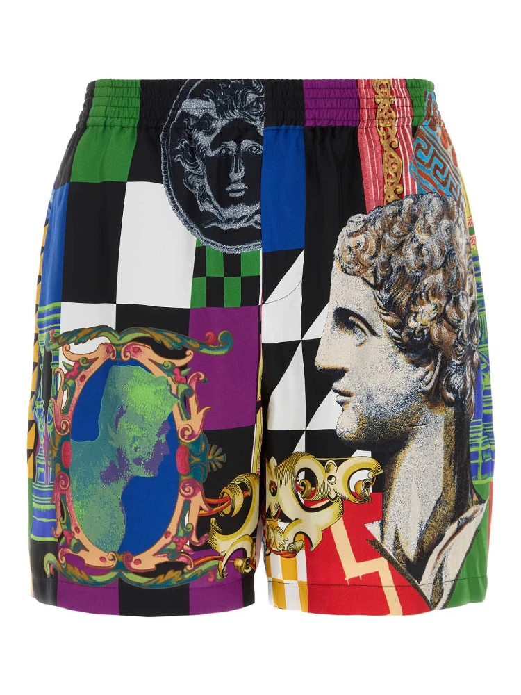 SHORTS SILK TWILL PRINT MEDUSA COLLAGE