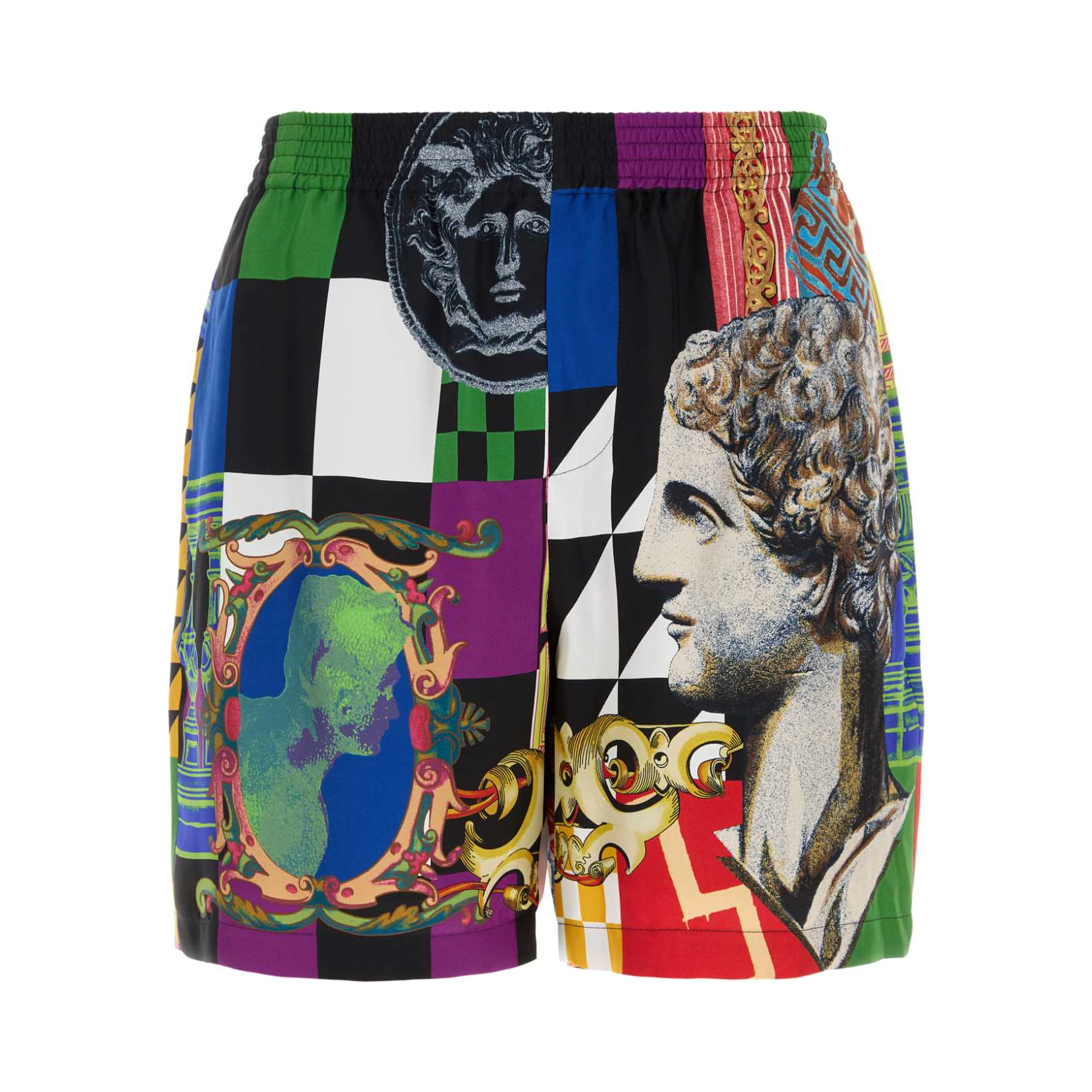SHORTS SILK TWILL PRINT MEDUSA COLLAGE