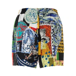 SHORTS SILK TWILL PRINT MEDUSA COLLAGE