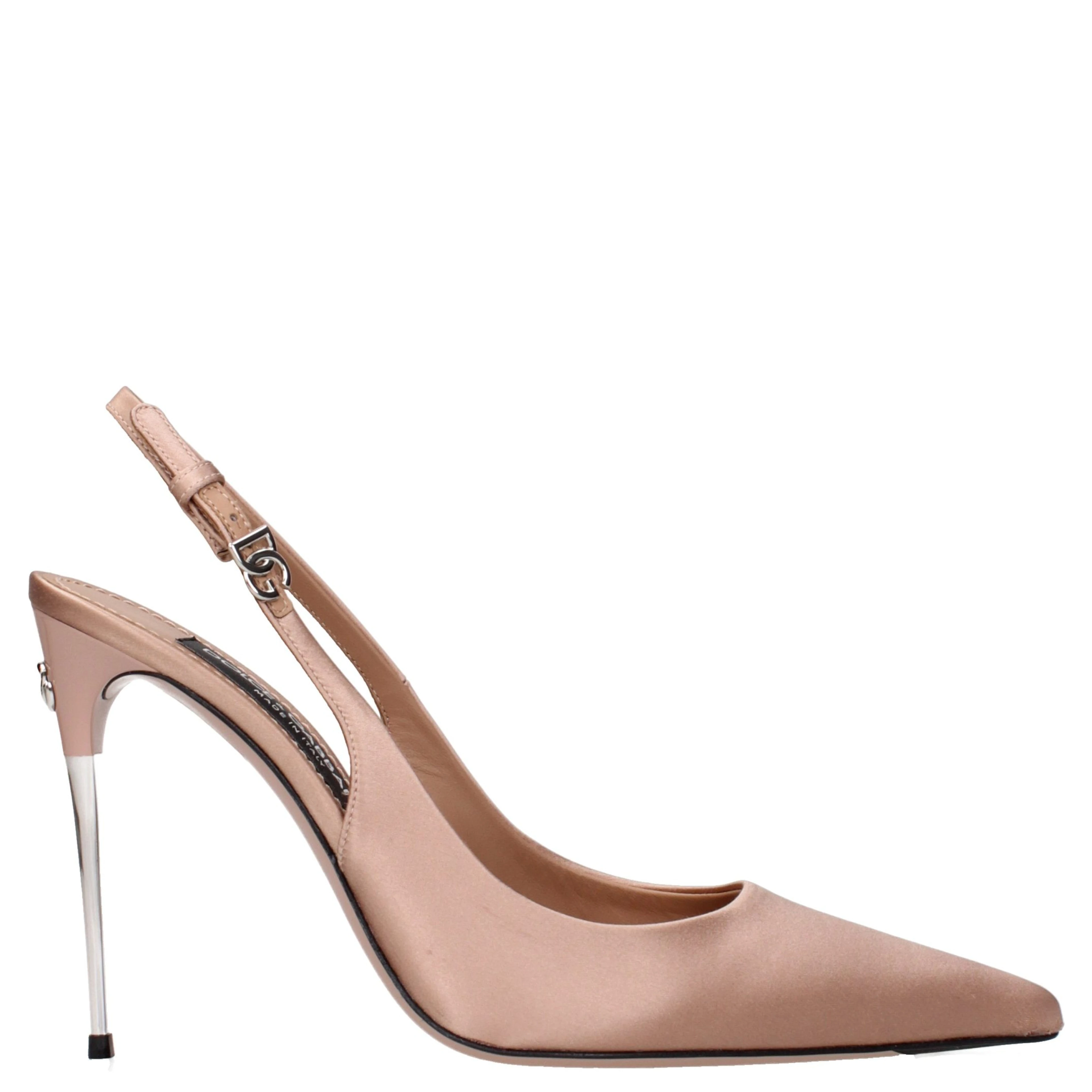 Beige Satin High Heel Pumps