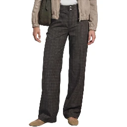 Brown Polyester Casual Pants