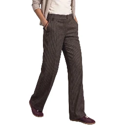 Brown Polyester Casual Pants