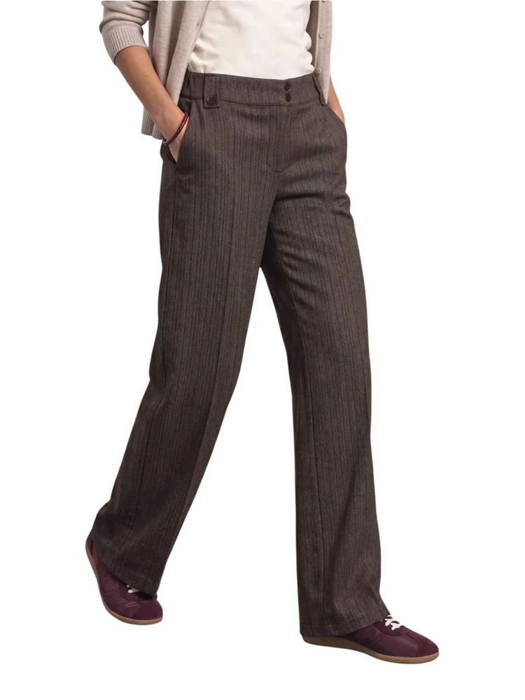 Brown Polyester Casual Pants