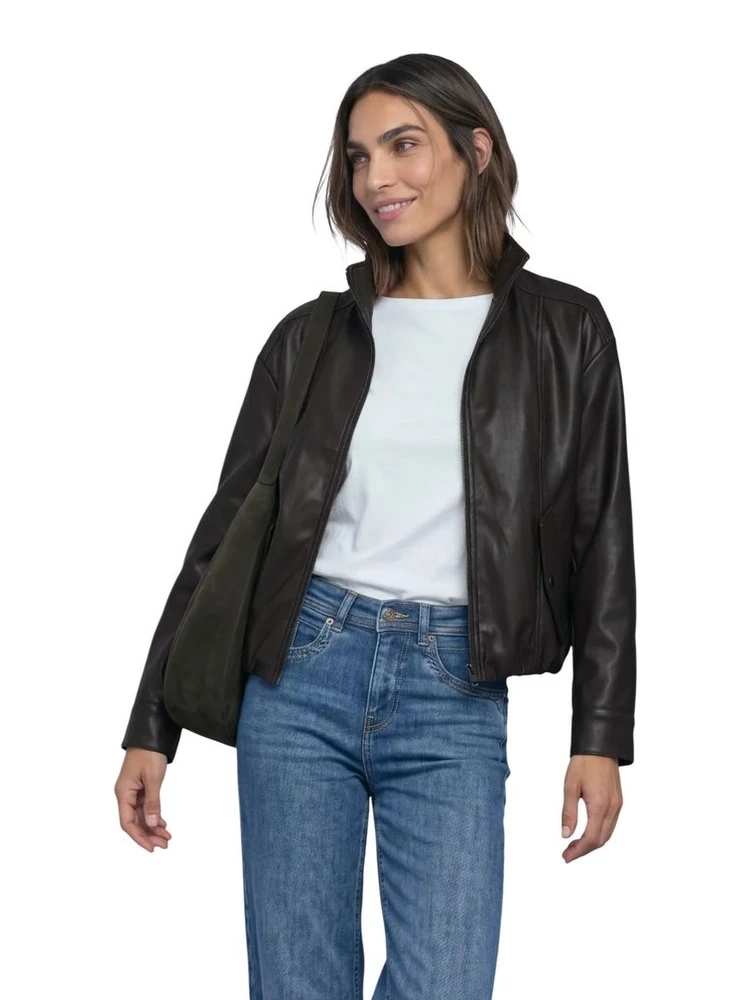 Brown Polyester Leather Jacket