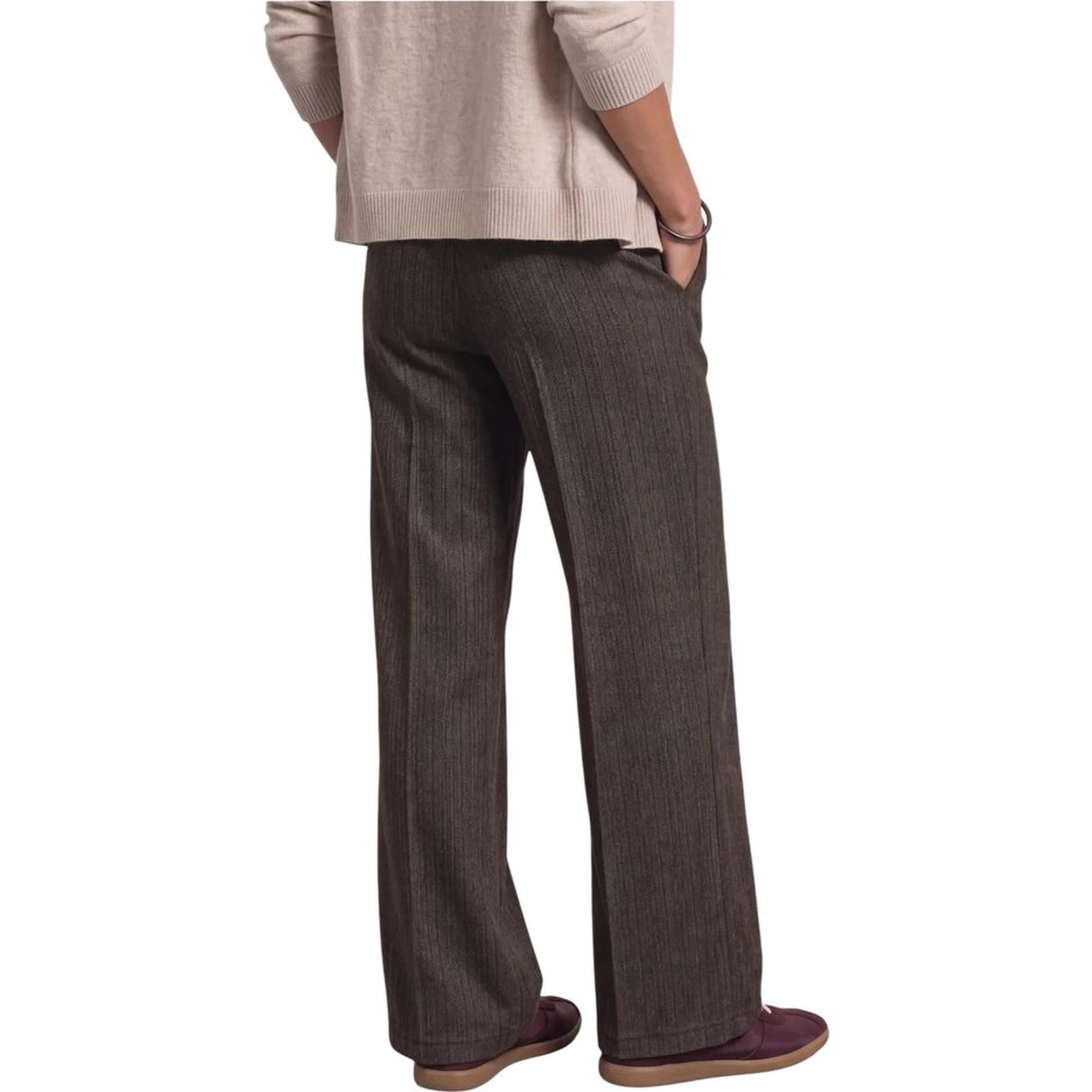 Brown Polyester Casual Pants