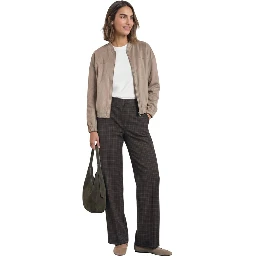 Brown Polyester Casual Pants