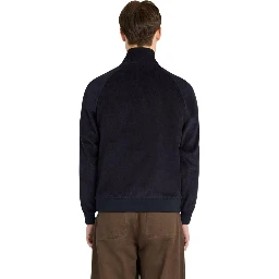 Blue Cotton Biker Jacket