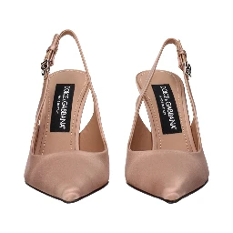 Beige Satin High Heel Pumps