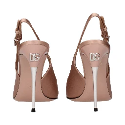 Beige Satin High Heel Pumps