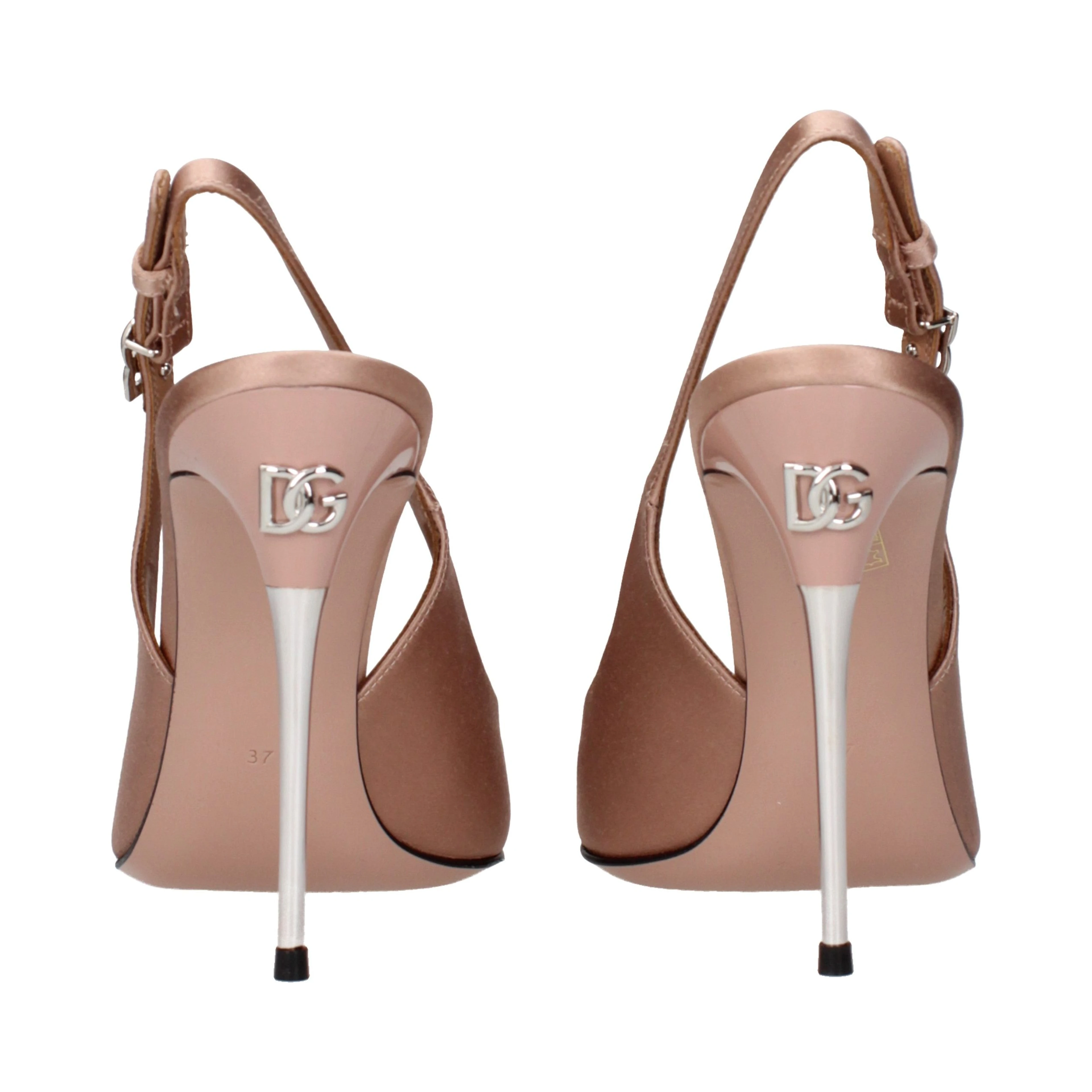 Beige Satin High Heel Pumps