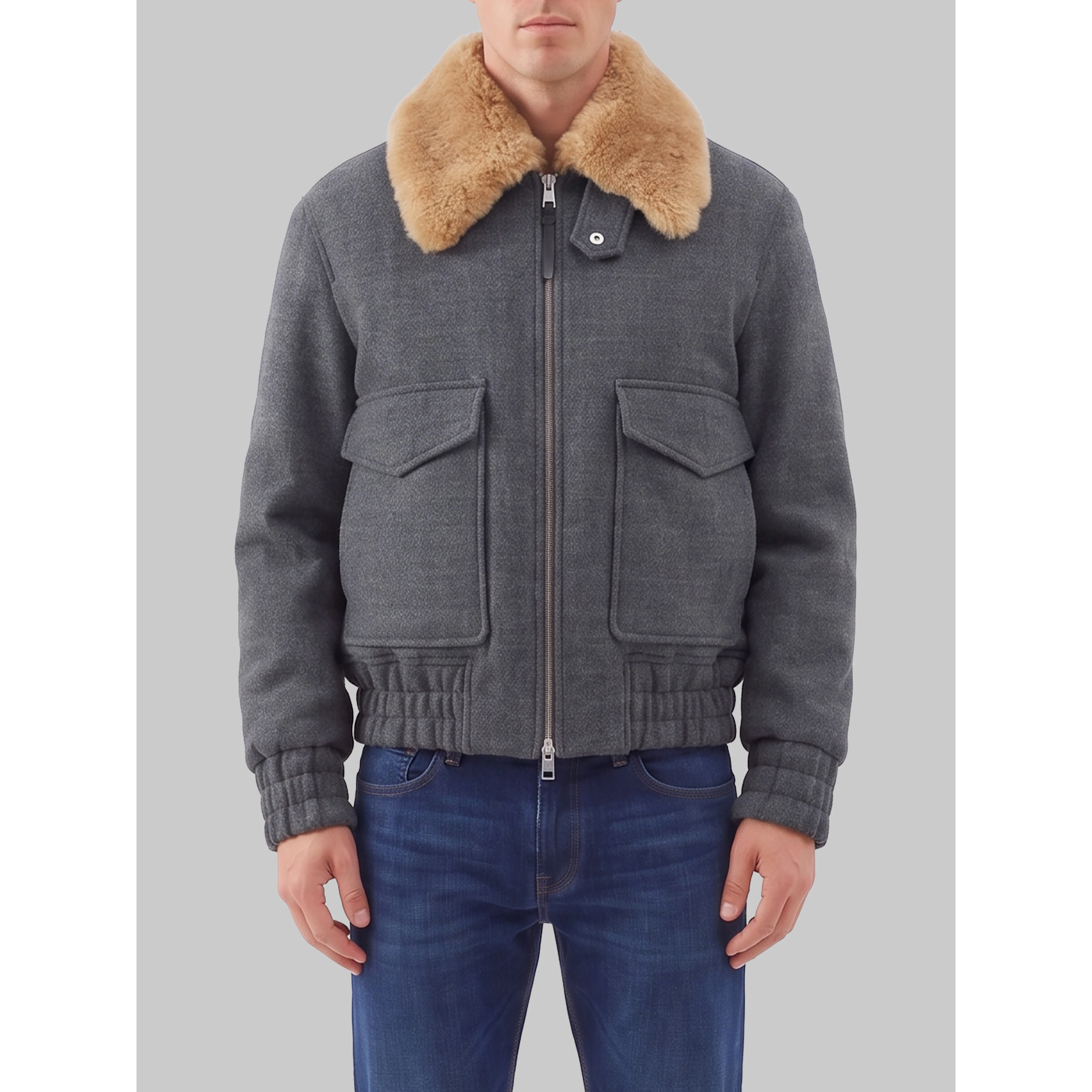 Virgin wool bomber jacket with removable shearling