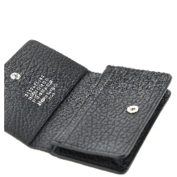 Grained leather cardholder with flap
